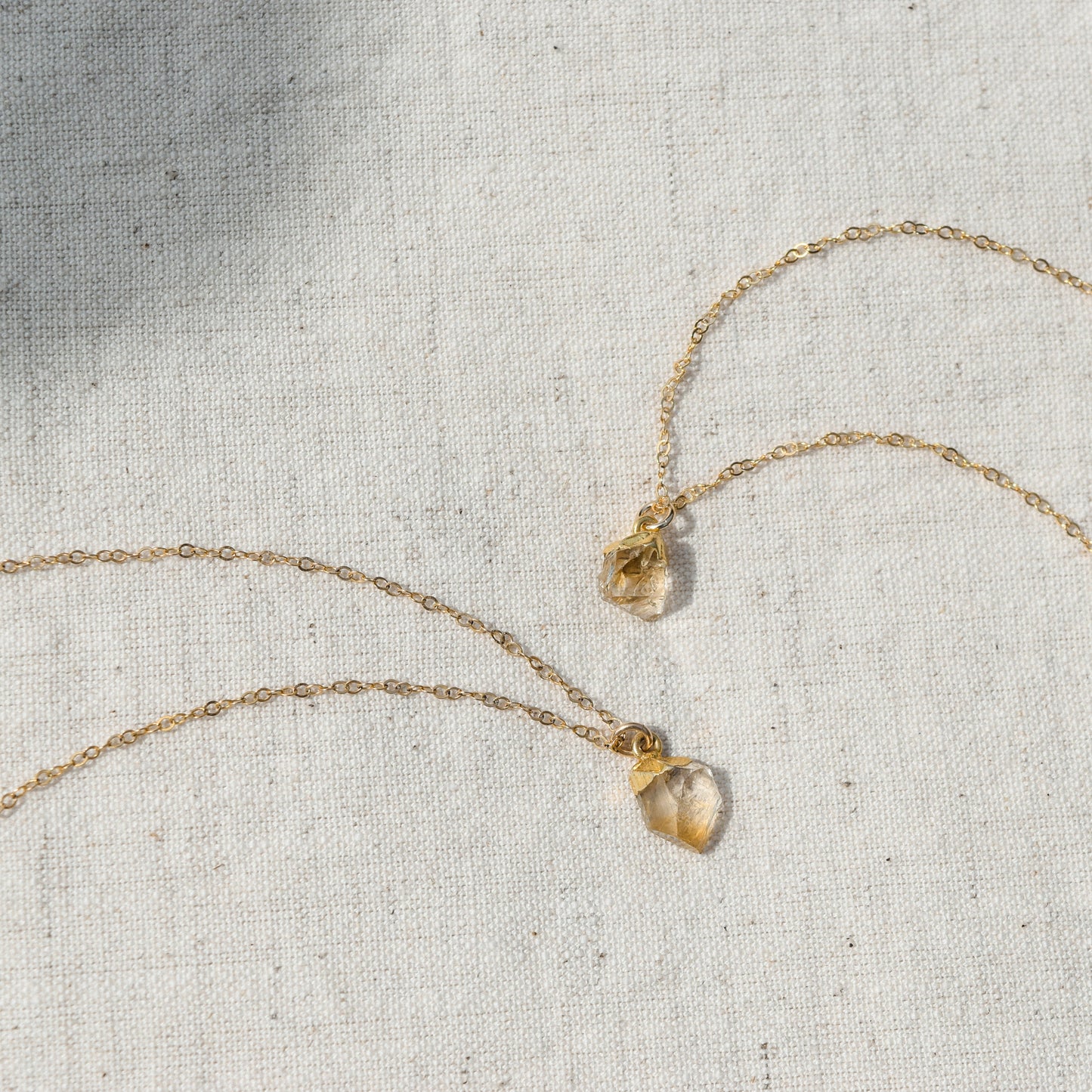Gold Citrine Crystal Necklace